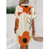 Kadın Kısa Kollu Yakalı Çiçek Desenli Kısa Süprem Elbise