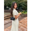 Kadın Kısa Kollu Yakalı Önden Düğmeli Maxi Triko Elbise