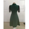 Kadın Kısa Kollu Yakalı Önden Düğmeli Midi İthal Krep Elbise