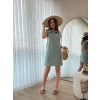 Kadın Kısa Kollu Yakalı Viskon Iki Iplik Elbise