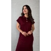 Kadın Kısa Kollu Yakalı Yandan Yırtmaçlı Viskon Iki Iplik Elbise