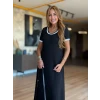 Kadın Kısa Kollu Yuvarlak Yaka Yandan Yırtmaçlı Midi Viskon Elbise