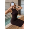 Kadın Kolsuz Balıkçı Yaka Kısa Dalgıç Elbise