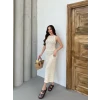 Kadın Kolsuz Kuş Gözü Teday Full Transparan Maxi Boy Elbise