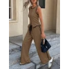 Kadın Kolsuz Önü Düğmeli Yelek Ve Pantolon İkili Takım