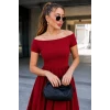 Kadın Madonna Yaka Kısa Kollu Kısa Janjan Krep Elbise