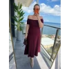 Kadın Madonna Yaka Midi Boy Modal Elbise
