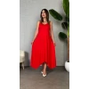 Kadın Omuz Askılı Toka Detay Maxi Boy Elbise