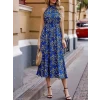 Kadın Omuz Dekolteli Halter Yaka Desenli Maxi Süprem Elbise