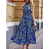 Kadın Omuz Dekolteli Halter Yaka Desenli Maxi Süprem Elbise