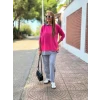 Kadın Pembe Kapşonlu Etek Ucu Detay Arma Ters Dikiş Gorunumlu İkili Takım
