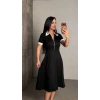 Kadın Polo Yaka Fermuar Detaylı Modal Midi Elbise