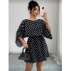 Kadın Puantiyeli Örme Krep Mini Elbise (kemersiz)