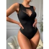 Kadın Sıfır Kol Göğüs, Sırt Ve Yanları Kesik Detay Çıtçıtlı Viskon Bodysuit