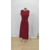 Kadın Sıfır Kollu Bisiklet Yaka Belden Büzgülü Yırtmaç Detaylı Janjan Krep Elbise