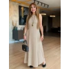 Kadın Sıfır Kollu Maksi Viskon Elbise