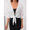Kadın Truvakar Kol Önden Bağlamalı Kısa Şifon Bolero Ceket