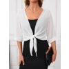 Kadın Truvakar Kol Önden Bağlamalı Kısa Şifon Bolero Ceket