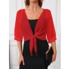 Kadın Truvakar Kollu Önden Bağlamalı Kısa Şifon Bolero Ceket