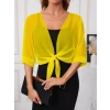 Kadın Truvakar Kollu Önden Bağlamalı Kısa Şifon Bolero Ceket