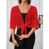 Kadın Truvakar Kollu Önden Bağlamalı Kısa Şifon Bolero Ceket