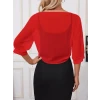 Kadın Truvakar Kollu Önden Bağlamalı Kısa Şifon Bolero Ceket