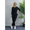 Kadın Uzun Kol Bisiklet Yaka Bürümcük Bluz Ve Pantolon İkili Takım