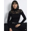 Kadın Uzun Kollu Balıkçı Yaka Dantelli Kaşkorse Bluz