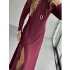 Kadın Uzun Kollu Balıkçı Yaka Derin Yırtmaç Detay Krep Elbise