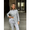 Kadın Uzun Kollu Balıkçı Yaka Önden Düğmeli Bluz Ve Pantolon Yumoş İkili Takım