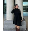 Kadın Uzun Kollu Balıkçı Yaka Salaş Kusa Akrilik Elbise