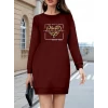Kadın Uzun Kollu Bisiklet Yaka Desenli Viskon Iki Iplik Bluz