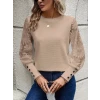 Kadın Uzun Kollu Bisiklet Yaka Kolları Çiçekli Waffle Bluz