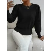 Kadın Uzun Kollu Bisiklet Yaka Triko Bluz