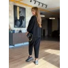 Kadın Uzun Kollu Bisiklet Yaka Viskon Iki Iplik Bluz Ve Pantolon İkili Takım