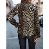 Kadın Uzun Kollu Gipe Detaylı Balıkçı Yaka Leopar Desenli Süprem Bluz