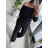 Kadın Uzun Kollu Tek Omuzdan Açık Modal Bluz Ve Pantolon İkili Takım