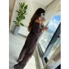 Kadın Uzun Kollu Tek Omuzdan Açık Modal Bluz Ve Pantolon İkili Takım
