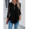 Kadın Uzun Kollu Yakadan Düğmeli Kolları Tül Detaylı Viskon Bluz