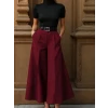 Kadın Yüksek Bel Kemerli Double Kumaş Palazzo Pantolon