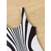 Kadın Yuvarlak Yaka Askılı Zebra Desen Baskılı Dalgıç Mayo