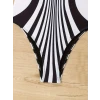 Kadın Yuvarlak Yaka Askılı Zebra Desen Baskılı Dalgıç Mayo