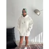 Kapşonlu Üç İplik Penye Basic Sweatshirt - Beyaz
