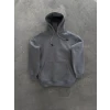 Kapşonlu Üç İplik Penye Basic Sweatshirt - Boyalı Gri