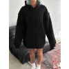 Kapşonlu Üç İplik Penye Basic Sweatshirt - Siyah