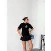 Kısa Kol Baskılı T-shirt - Siyah