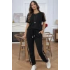 Kısa Kollu Bısıklet Yakalı Viskon Iki Iplik Bluz Ve Pantolon İkili Takım