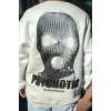 Kışlık Bisiklet Yaka Baskılı Sweatshirt - Beyaz