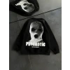 Kışlık Bisiklet Yaka Baskılı Sweatshirt - Siyah