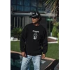 Kışlık Bisiklet Yaka Baskılı Sweatshirt - Siyah